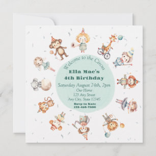 Convite de Aniversário do Circus Vintage