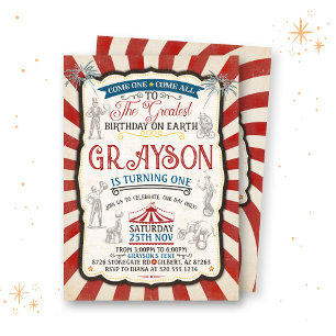 Convite de Aniversário do Circus Vintage