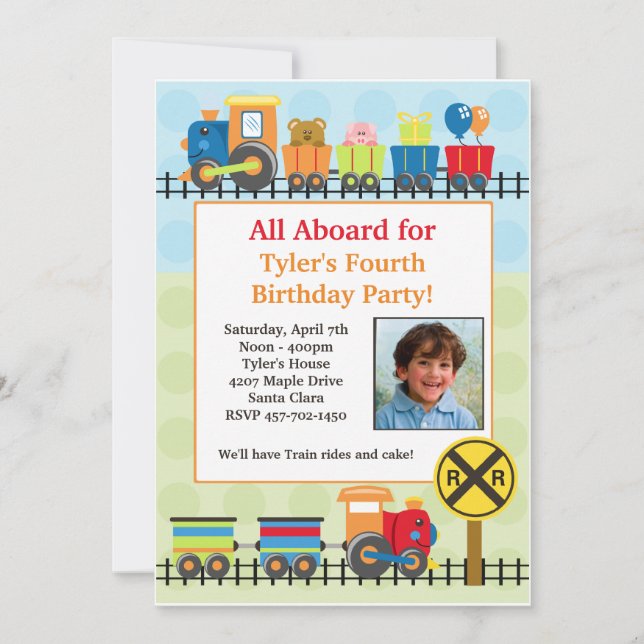 Convite de aniversário do comboio (Frente)