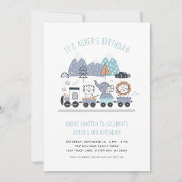 Convite de aniversário do comboio de animais