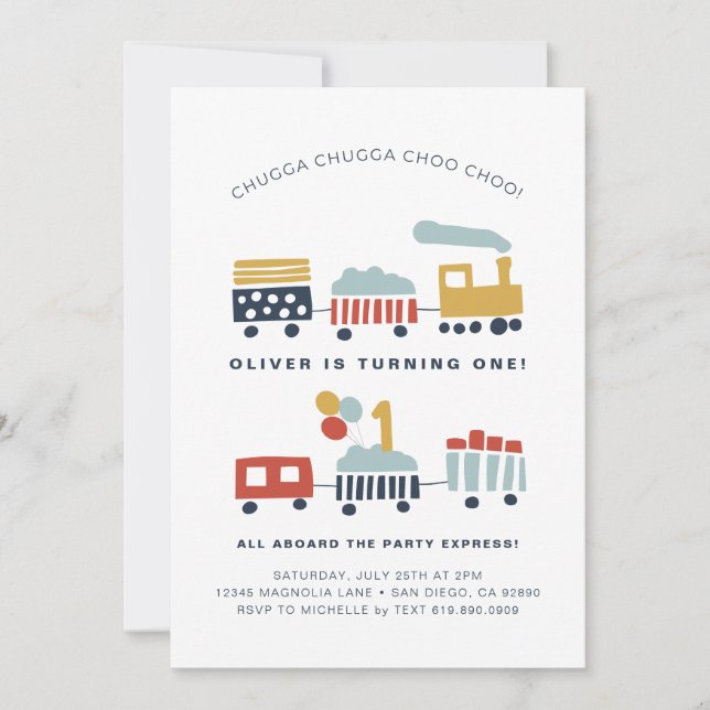 Convite de aniversário do comboio ・ Idade 1 (Frente)
