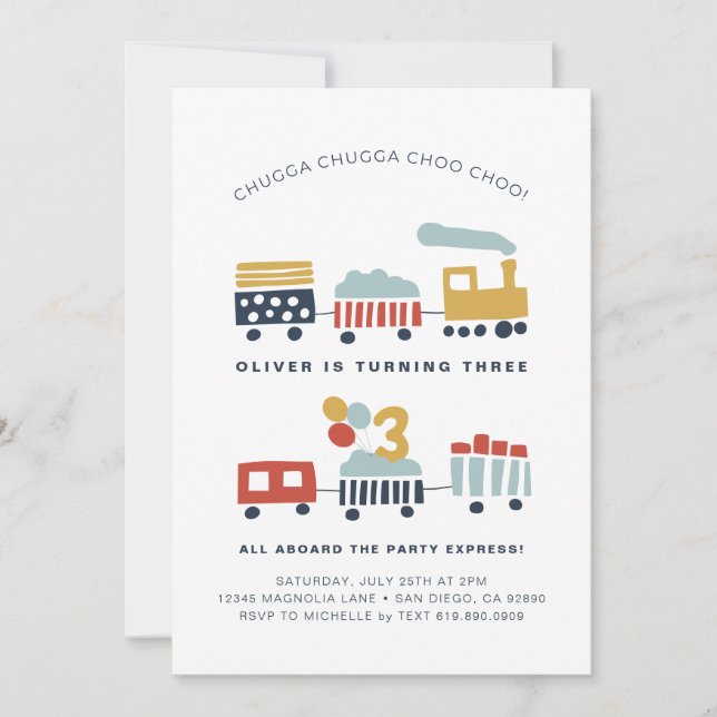 Convite de aniversário do comboio ・ Idade 3 (Frente)