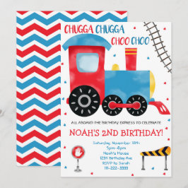 Convite de Aniversário do Comboio Vermelho Azul