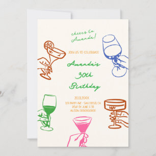 Convite de Aniversário do Coquetel do Scribble Des