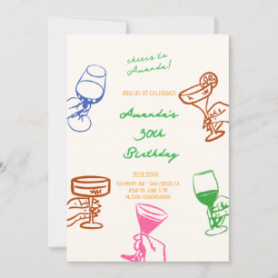 Convite de Aniversário do Coquetel do Scribble Des
