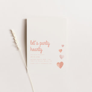 Convite de Aniversário do Coração de Amor do Parti