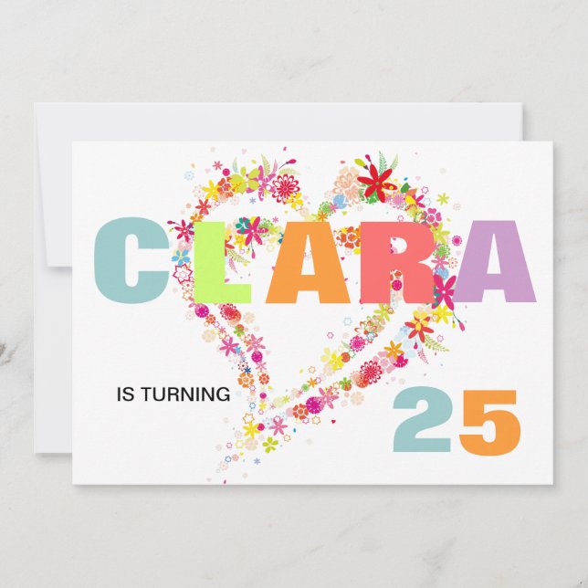 Convite de Aniversário do Coração de Coração de Co (Frente)