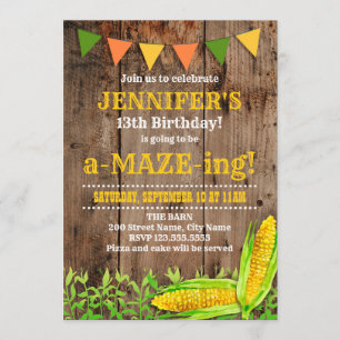 Convite de Aniversário do Corn Maze