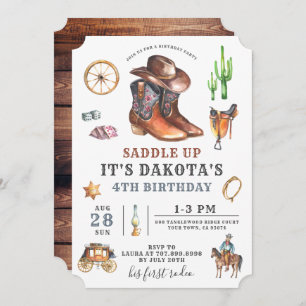 Convite de aniversário do Cowboy 4º aniversário