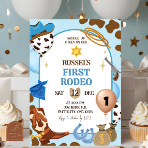 Convite de Aniversário do Cowboy Azul