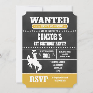 Convite de Aniversário do Cowboy Dourado