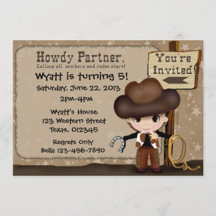 Convite de Aniversário do Cowboy Ocidental