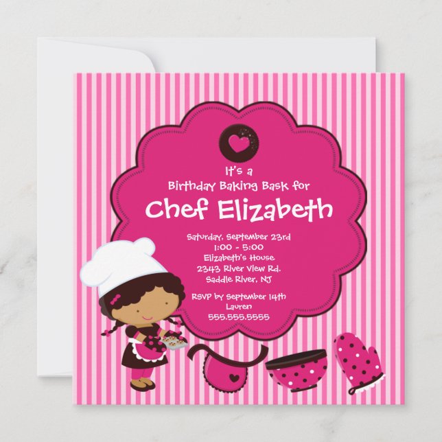 Convite de aniversário do cozimento do cozinhar (Frente)