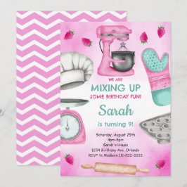 Convite de Aniversário do Cozinhar de Baking Rosa-