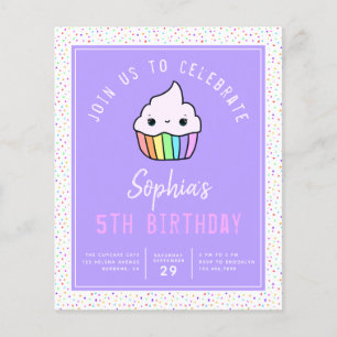 Convite de aniversário do Cupcake de Orçamento