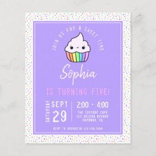 Convite de aniversário do Cupcake de Orçamento