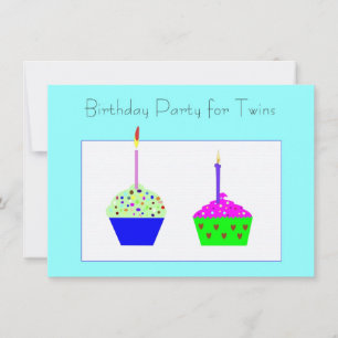 Convite de Aniversário do Cupcake Gêmeos