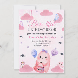 Convite de Aniversário do Cute Pastel Ghost Hallow