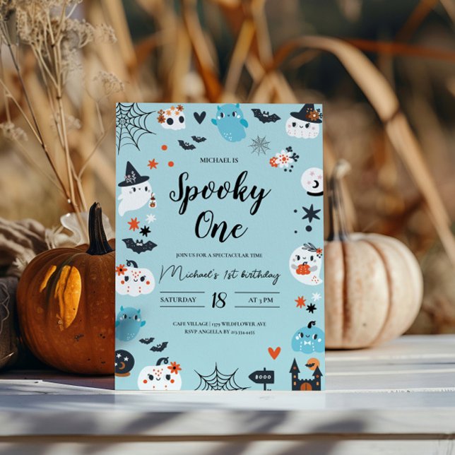 Convite de Aniversário do Dia das Bruxas Azul (Criador carregado)