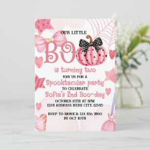 Convite de Aniversário do Dia das Bruxas Rosa