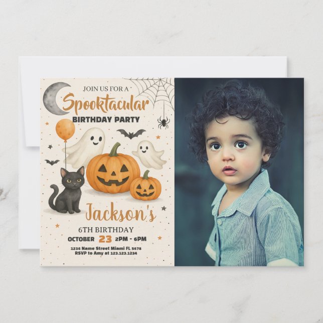Convite de Aniversário do Dia das Bruxas Spooktacu (Frente)