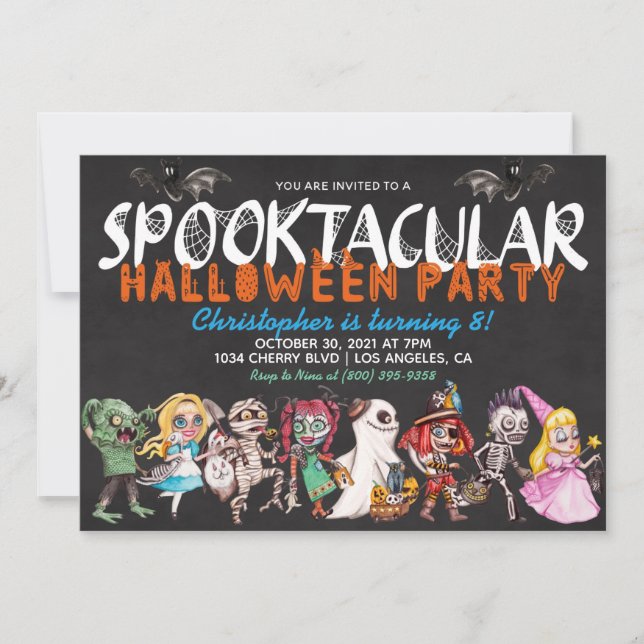 Convite de Aniversário do Dia das Bruxas Spooktacu (Frente)