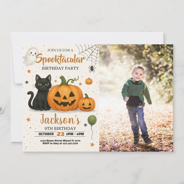Convite de Aniversário do Dia das Bruxas Spooktacu (Frente)