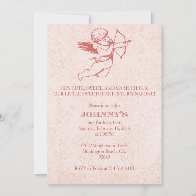 Convite de Aniversário do Dia de os namorados| Ord (Frente)