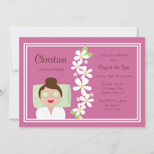 Convite de aniversário do Dia do Spa (Frente)