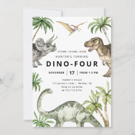 Convite de Aniversário do Dino-Quatro Dinossauro