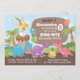 Convite de aniversário do Dinossaur