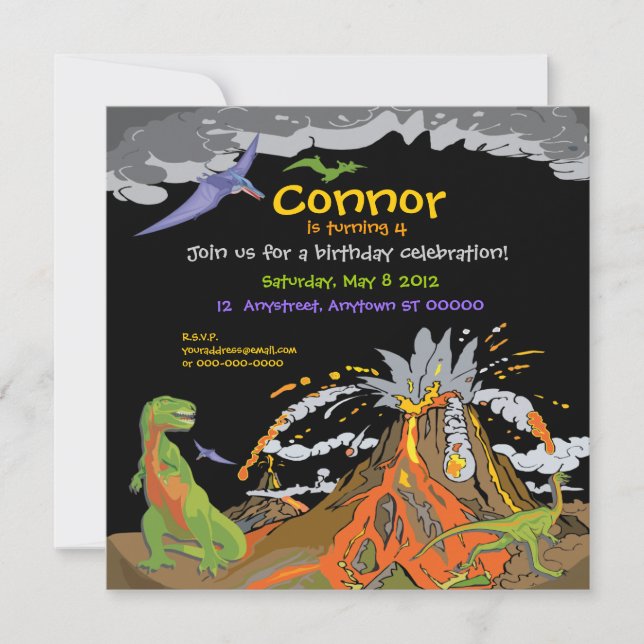 Convite de aniversário do Dinossaur (Frente)