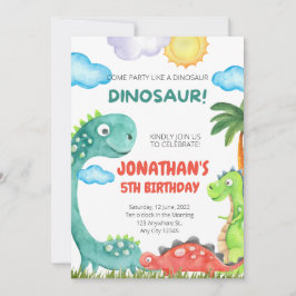 Convite de aniversário do Dinossaur