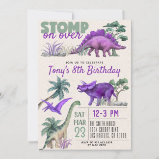 Convite de aniversário do Dinossaur