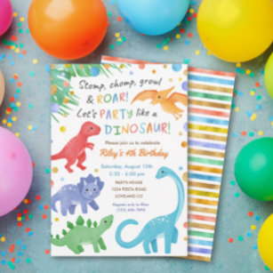 Convite de Aniversário do Dinossaur - Cuta Colorid