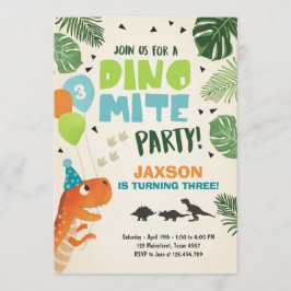 Convite de aniversário do Dinossaur Dino mite T-Re