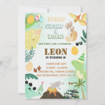 Convite de aniversário do Dinossaur - Festa de cri