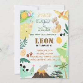 Convite de aniversário do Dinossaur - Festa de cri