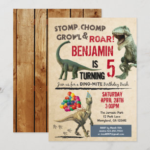 Convite de aniversário do Dinossauro