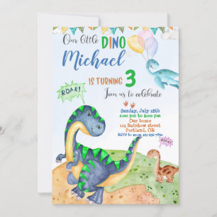 Convite de aniversário do Dinossauro Convite para 