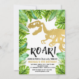 Convite de aniversário do Dinossauro Dino Party Bo