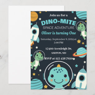 convite de aniversário do dinossauro espacial 