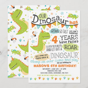 Convite de Aniversário do Dinossauro Festa de Rai