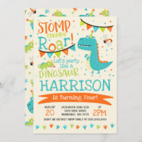 Convite de Aniversário do Dinossauro Festa de Raiz