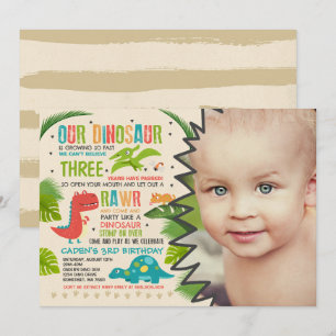 Convite de Aniversário do Dinossauro Festa T-Rex 