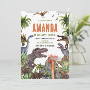 Convite De Aniversário Do Dinossauro, Jovem Aniver