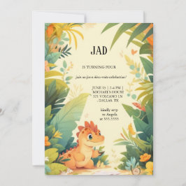 convite de aniversário do dinossauro laranja