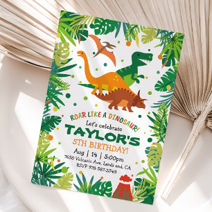 Convite de Aniversário do Dinossauro para o Partid