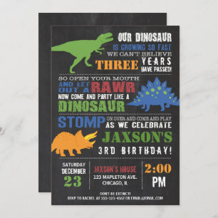 Convite de aniversário do Dinossauro, rapaz Rastre
