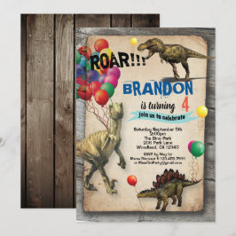 Convite de aniversário do Dinossauro, realista